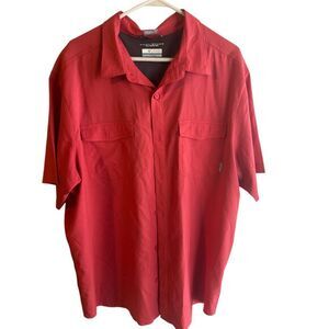 Columbia Men's button up shirt red/pink short‎ sleeve